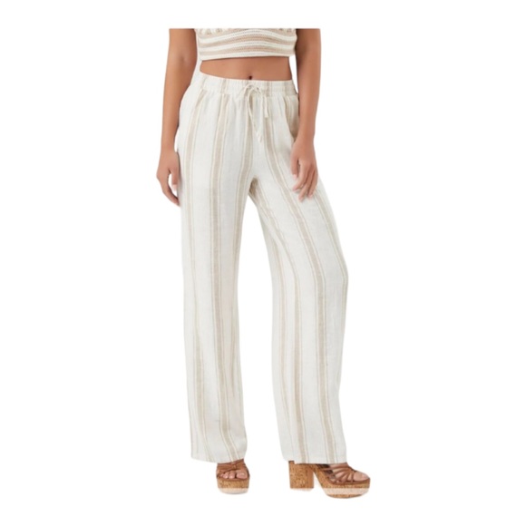 Linen Rayon Highwaist wide Leg  Pants by Forever 21 size Small Beige & C… - Picture 3 of 11